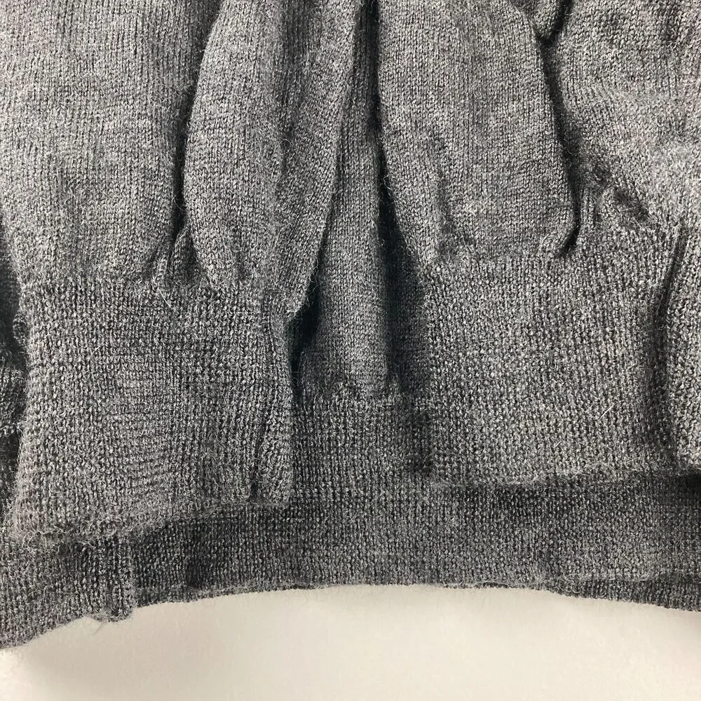 Eddie Bauer Sweater Mens L Gray 100% Merino Wool Made Australia Collared Polo